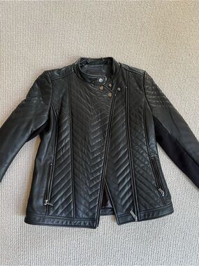 Badgley Mischka Black Quilted Leather Moto Jacket